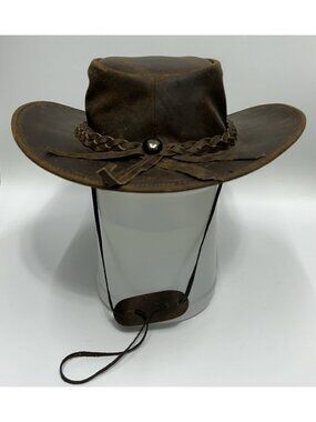 Lesa Collection Rodeo Leather Outback Hat Medium Men/ Women Shapeable Wide Brim